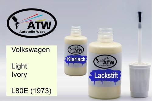 Volkswagen, Light Ivory, L80E (1973): 20ml Lackstift + 20ml Klarlack - Set, von ATW Autoteile West.